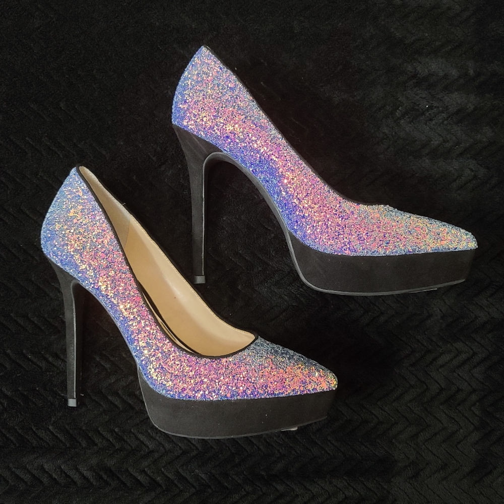 Jessica Simpson sequin platform heeld